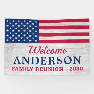 Patriotic Family Personalized USA American Flag Banner