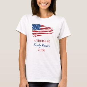 Patriotic Family Reunion Custom USA American Flag  T-Shirt