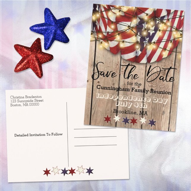 Patriotic Family Reunion Save The Date  Announcement Postcard (Creator Uploaded)