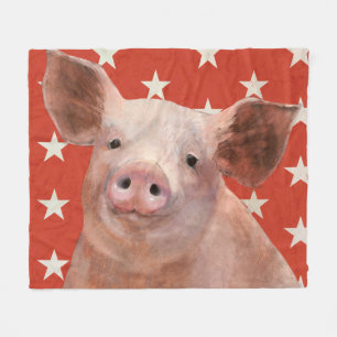 Patriotic Farm - Pig Fleece Blanket