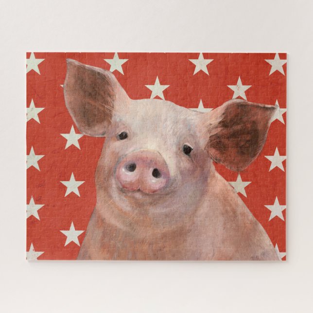Patriotic Farm - Pig Jigsaw Puzzle (Horizontal)