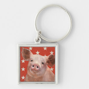 Patriotic Farm - Pig Key Ring
