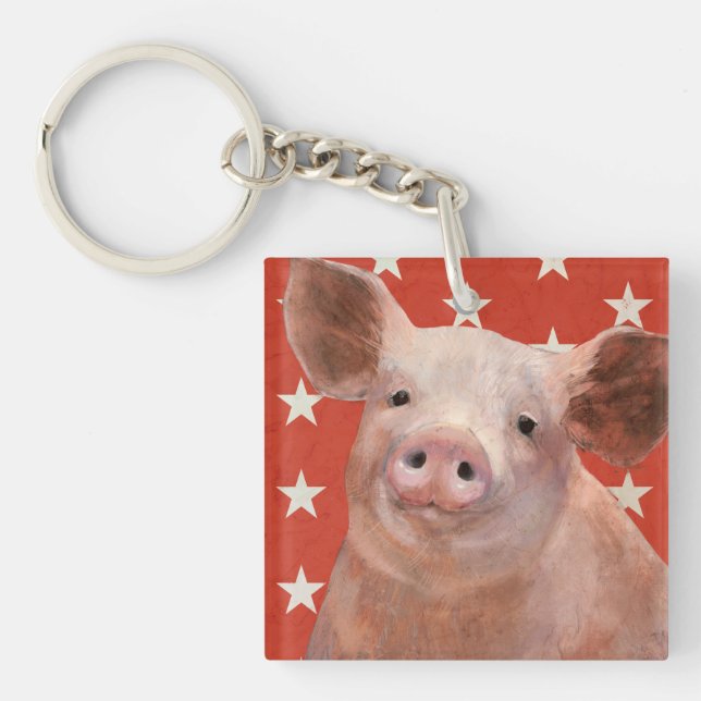 Patriotic Farm - Pig Key Ring (Front)