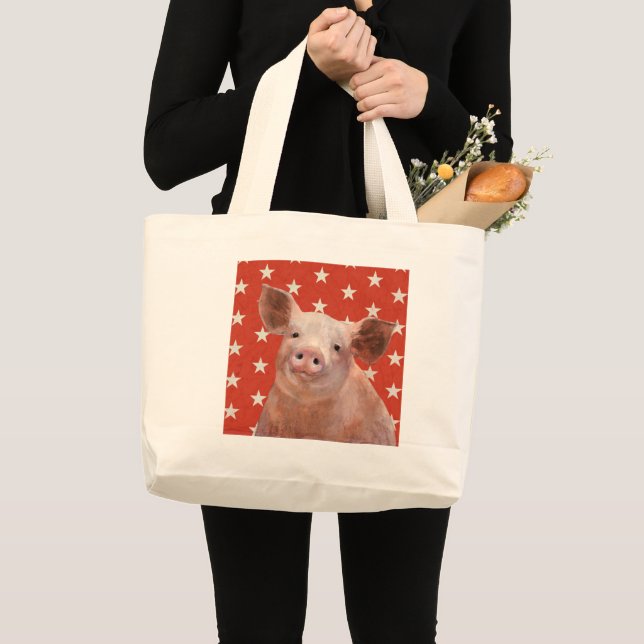 Patriotic Farm - Pig Large Tote Bag (Front (Product))
