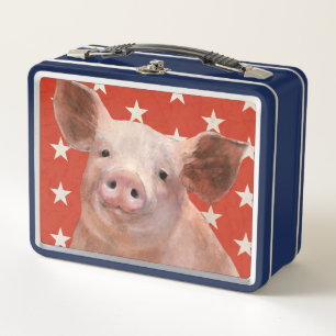 Patriotic Farm - Pig Metal Lunch Box