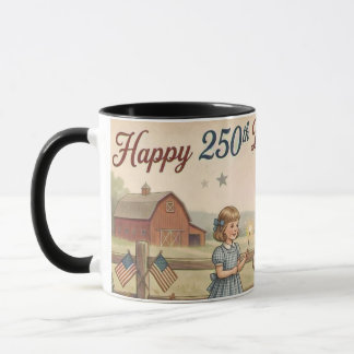 Patriotic Farmhouse, Vintage Happy 250th USA 2026, Mug