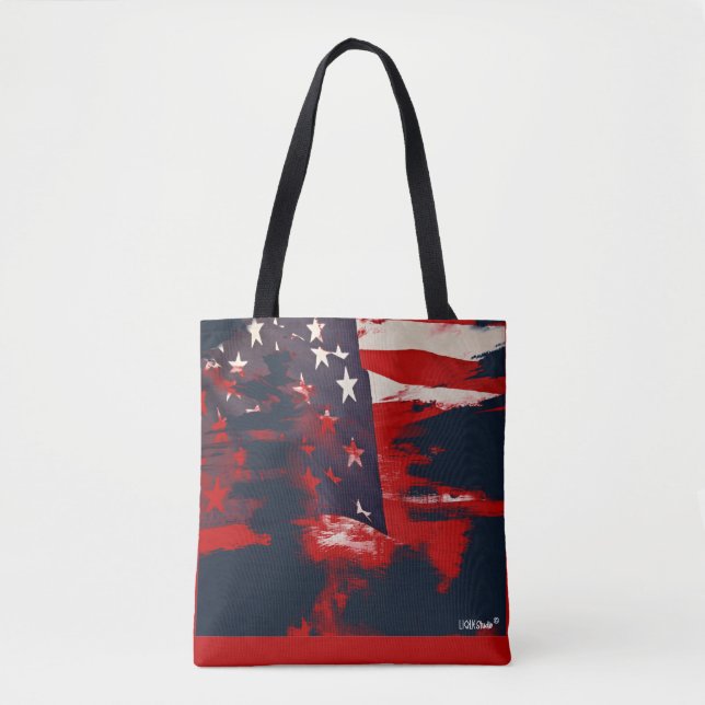 Patriotic Fashionable Flag Tote Bag (Front)