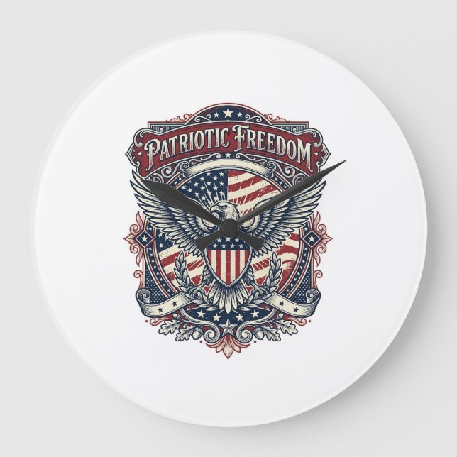 Patriotic Fathers Day Vector Graphic Tee Large Clock (Front)