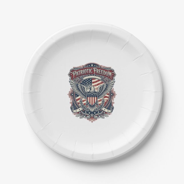 Patriotic Fathers Day Vector Graphic Tee Paper Plate (Front)