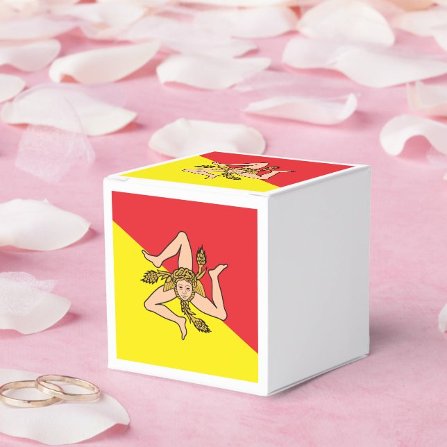 Patriotic favour box with Flag of Sicily, Italy (Wedding)