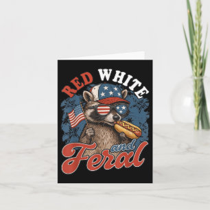 Patriotic Feral Racoon Illustration For July 4th Card