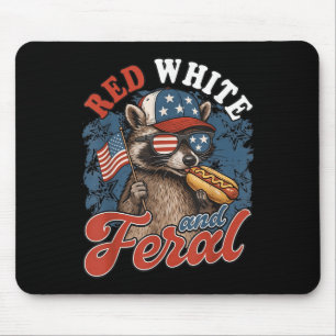 Patriotic Feral Racoon Illustration For July 4th Mouse Pad