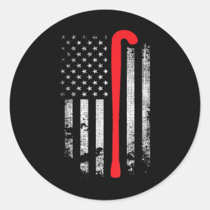 Patriotic Field Hockey Player Hockey Fan Usa Flag  Classic Round Sticker