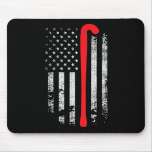 Patriotic Field Hockey Player Hockey Fan Usa Flag Mouse Pad