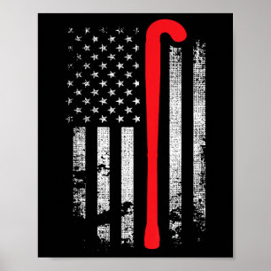 Patriotic Field Hockey Player Hockey Fan Usa Flag Poster