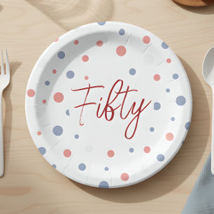 Patriotic Fifty Birthday Paper Plate