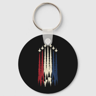 Patriotic Fighter Jet Usa Flag 4th Of July Men Key Ring