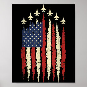 Patriotic Fighter Jet Usa Flag 4th Of July Men Poster