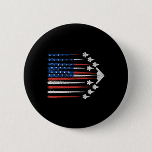 Patriotic Fighter Jets Usa Flag Red White And Blue 6 Cm Round Badge