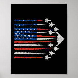 Patriotic Fighter Jets Usa Flag Red White And Blue Poster