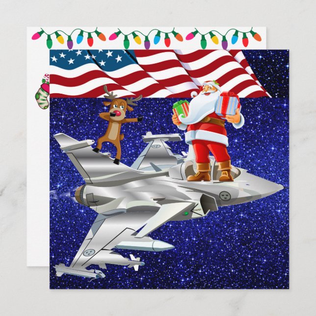 Patriotic / Fighter Plane Christmas Invitation (Front/Back)