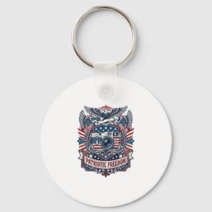 Patriotic Film Camera Lover Vector Graphic Tee Key Ring