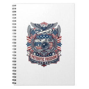 Patriotic Film Camera Lover Vector Graphic Tee Notebook