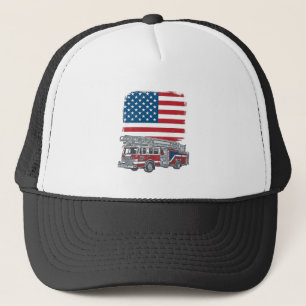 Patriotic Fire Truck American Flag Vintage Shirt_1 Trucker Hat