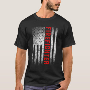 Patriotic Firefighter American USA Flag Fireman Fi T-Shirt