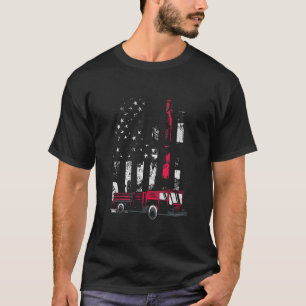 Patriotic Firefighter Fire Truck American Flag Fir T-Shirt