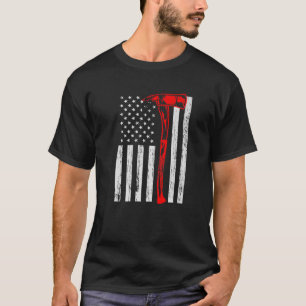 Patriotic Firefighter Fireman American Flag Axe Re T-Shirt