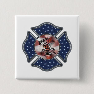 Patriotic Firefighter Maltese 15 Cm Square Badge