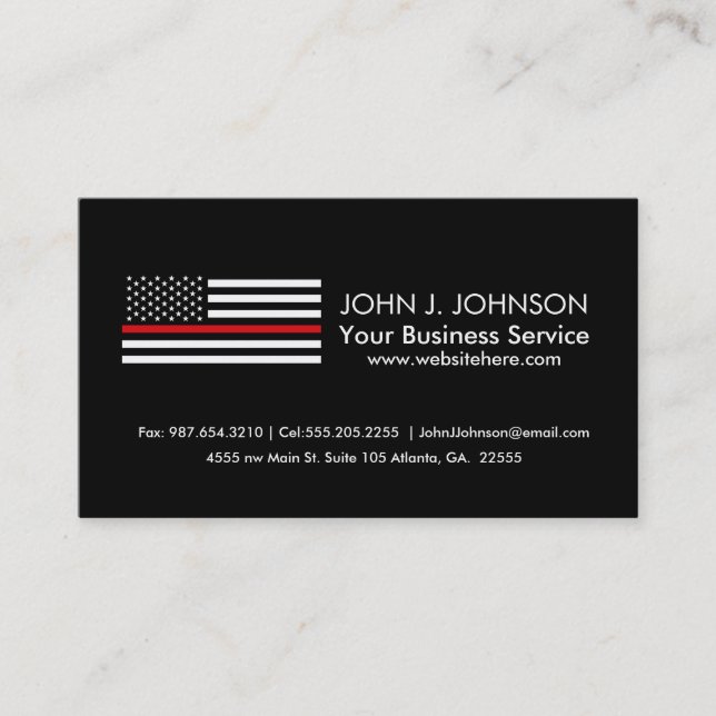 Patriotic Firefighter Style American Flag Business Card (Front)