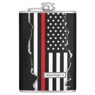 Patriotic Firefighter Style American Flag Hip Flask