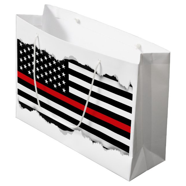 Patriotic Firefighter Style American Flag Large Gift Bag (Front Angled)
