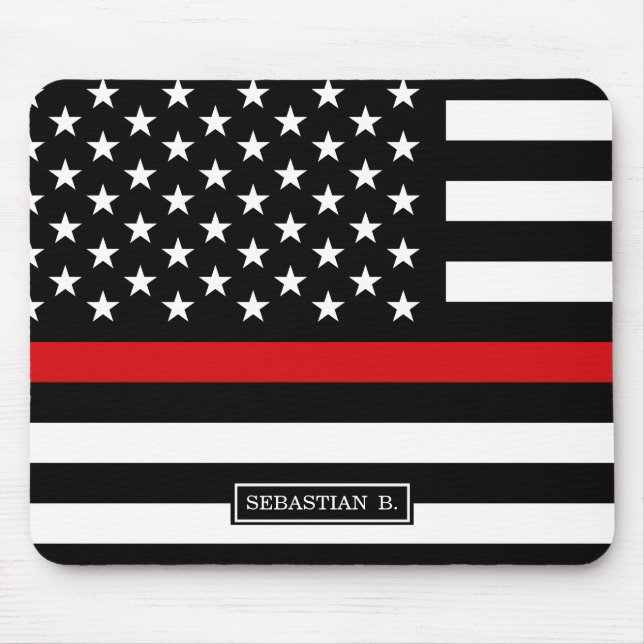 Patriotic Firefighter Style American Flag Mouse Pad (Front)