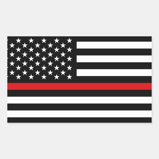 Patriotic Firefighter Style American Flag Rectangular Sticker (Front)