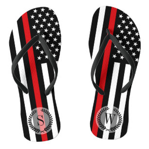 Patriotic Firefighter Style American Flag Thongs