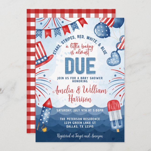 Patriotic Firework 4th of July Baby Shower Invitation (Front/Back)