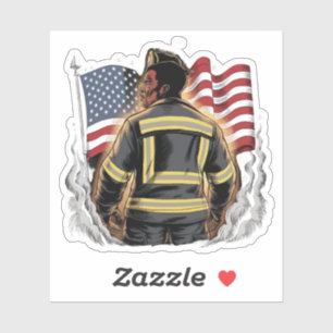 Patriotic Firework Black Firefighter 4th of July