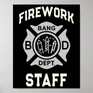 Patriotic Firework Staff 4th Of July Crew Safety D Poster