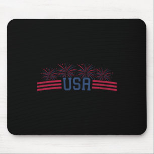 Patriotic Fireworks 4th Of July American Flag Usa Mouse Pad