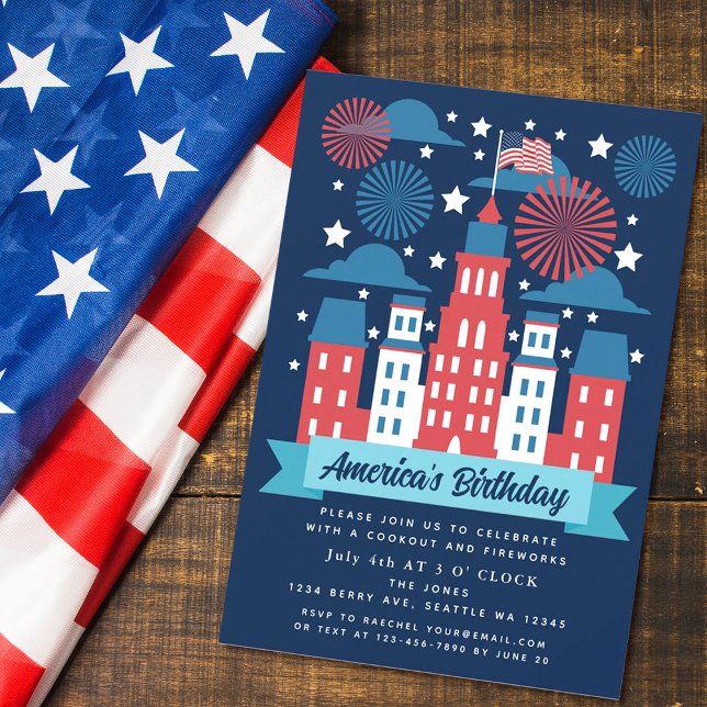 Patriotic Fireworks 4th of July Cookout Invitation (Creator Uploaded)