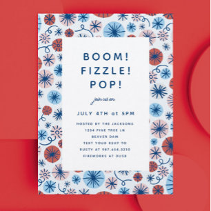 Patriotic Fireworks 4th of July Invitation Post Postcard