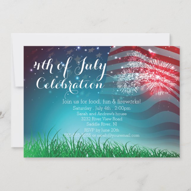 Patriotic Fireworks 4th of July Party Invitation (Front)