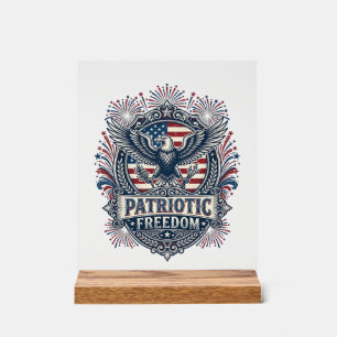 Patriotic Fireworks Festival Vector Graphic Tee_1 Acrylic Sign