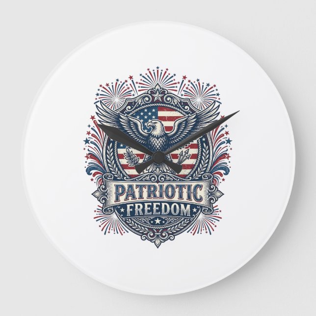 Patriotic Fireworks Festival Vector Graphic Tee_1 Large Clock (Front)