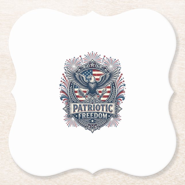 Patriotic Fireworks Festival Vector Graphic Tee_1 Paper Coaster (Front)