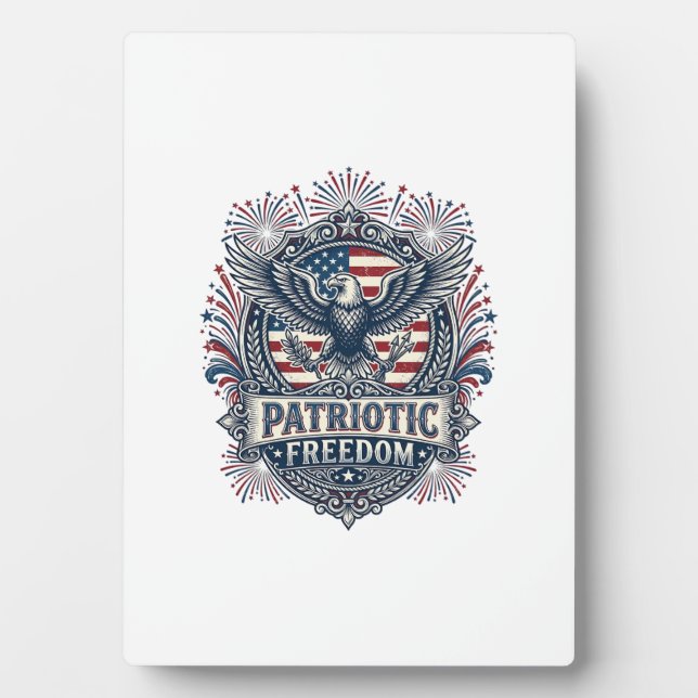 Patriotic Fireworks Festival Vector Graphic Tee_1 Plaque (Front)