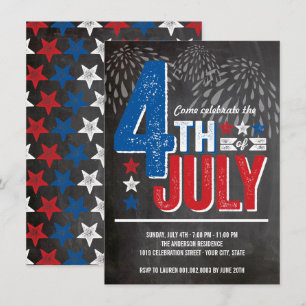 Patriotic Fireworks Fourth of July Party Invite